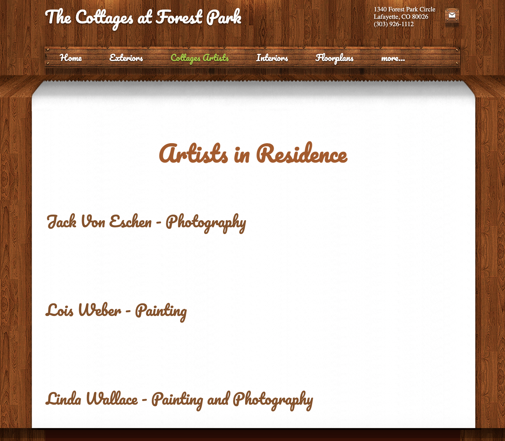 Cottages in artists page