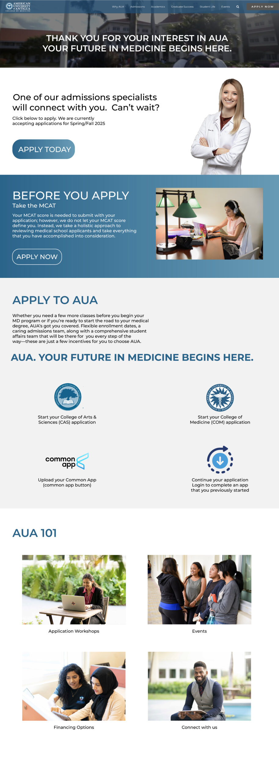 Prospect student landing page