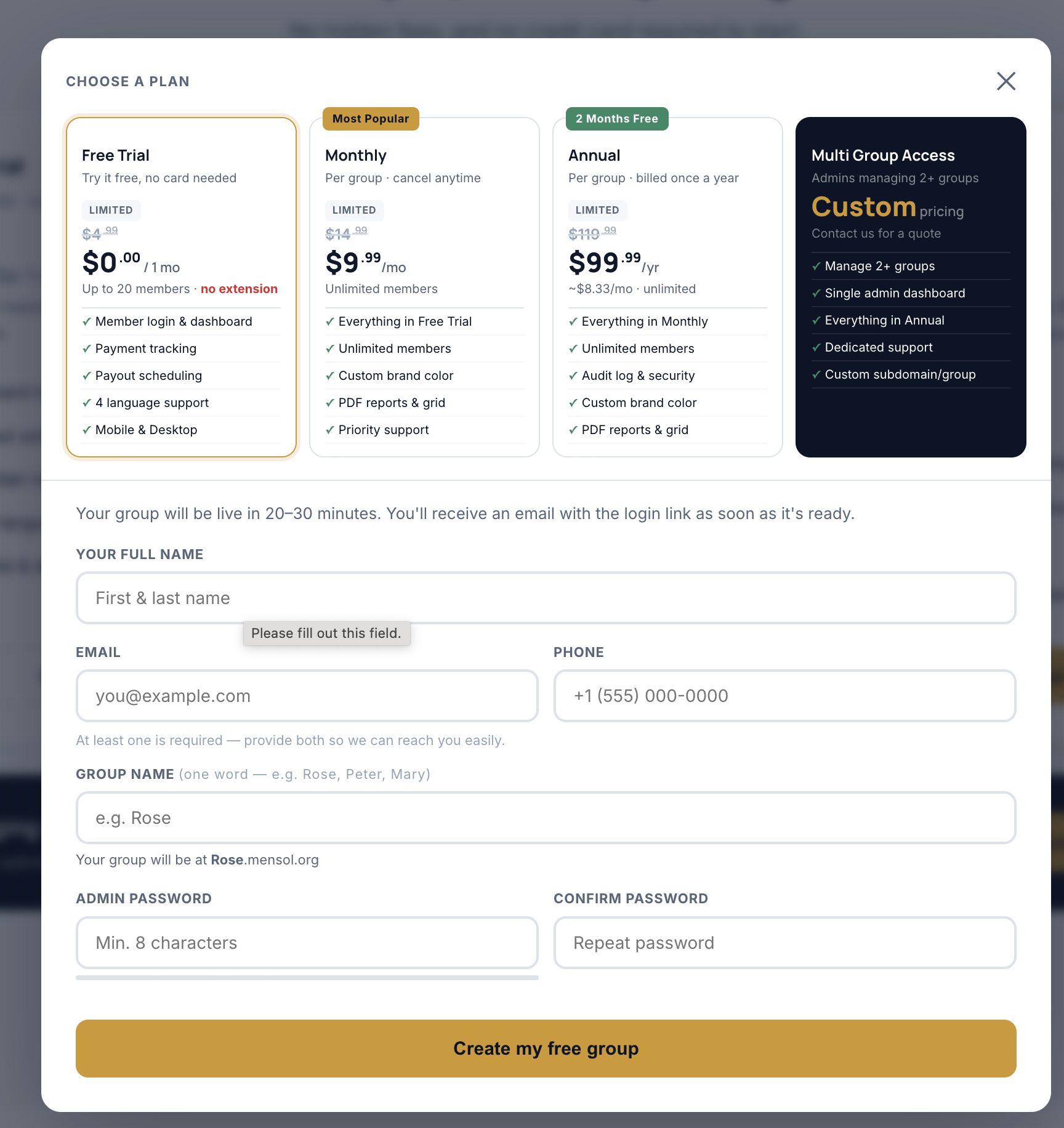 MenSol contribution tracker